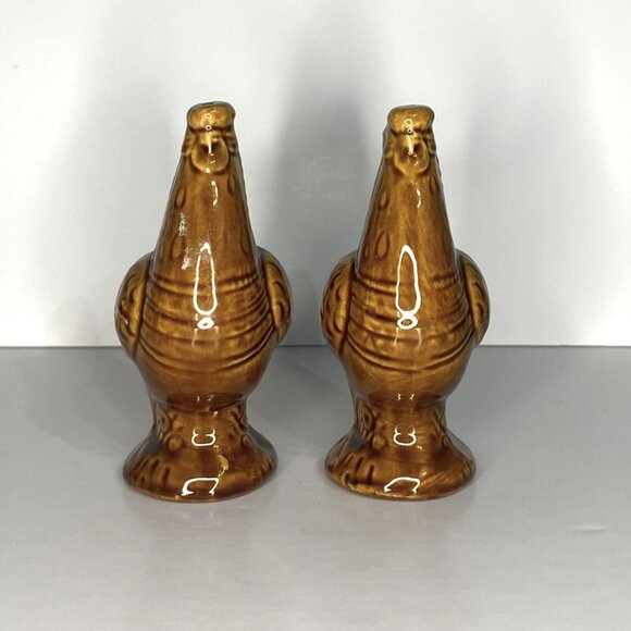 Large Vintage Rooster Chicken Ceramic Salt & Pepper Shakers - Picture 3 of 7